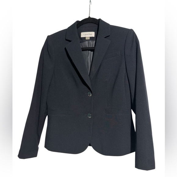 Calvin Klein Jackets & Blazers - Calvin Klein Blazer 2 button Navy Blue Shoulder Pads Satin Lined Size 4